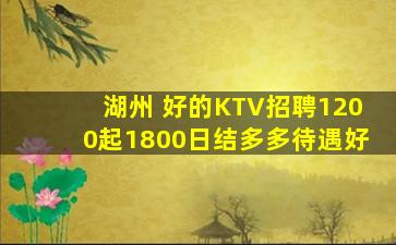 湖州 好的KTV招聘1200起1800日结多多待遇好